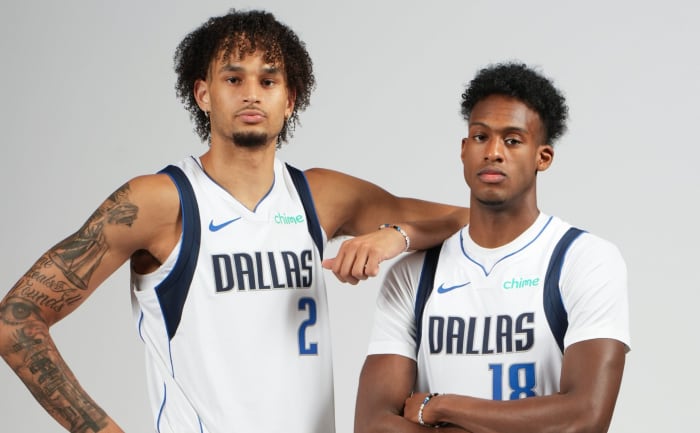 Dallas Mavericks rookies Dereck Lively II (left) and Olivier-Maxence Prosper (right).